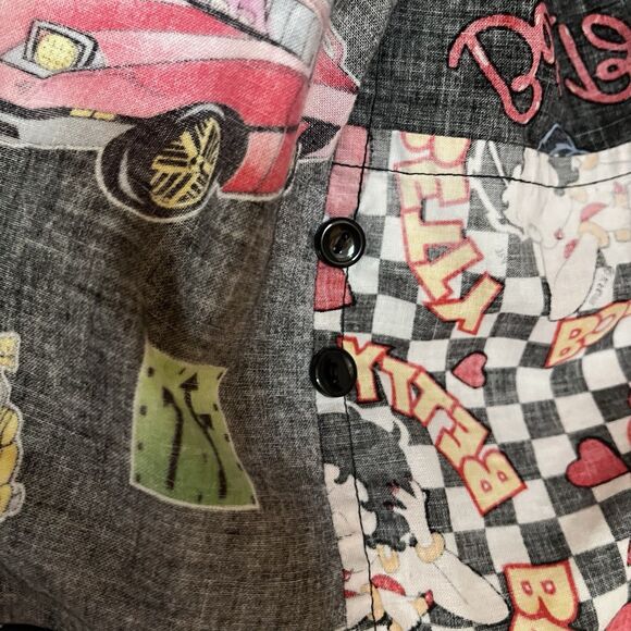 VTG Betty Boop Novelty Bingo Vegas NYC Cotton Button down Long Sleeve Blouse M/L - Picture 16 of 16